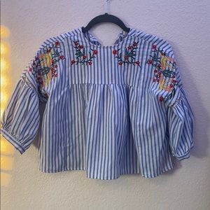 striped white and blue blouse